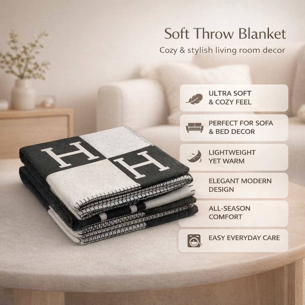 Cozy Soft Throw Blanket with Modern Design – Lightweight All-Season Sofa & Bed Throw for Relaxed Evenings