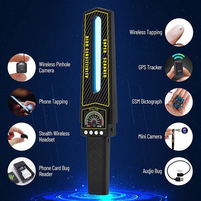 Portable RF Bug Detector and Hidden Camera Tracker Finder